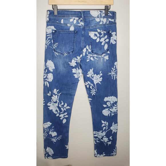Pilcro Anthropologie Slim Boyfriend Crop Floral Motif Jeans Women's Size 27 - Picture 5 of 14